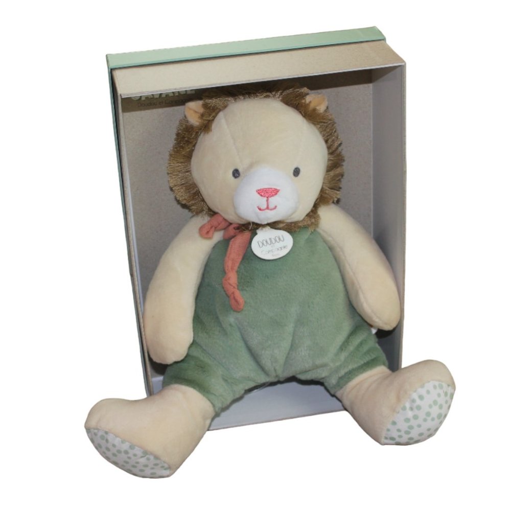 Doudou et Compagnie Paris Couleurs Savane Lion Plush Baby Lovey Toy Green NEW